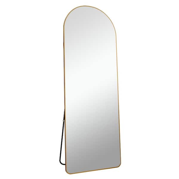 Unbranded 23 in. W x 65 in. H Arched Framed Wall Bathroom Vanity Mirror in Golden