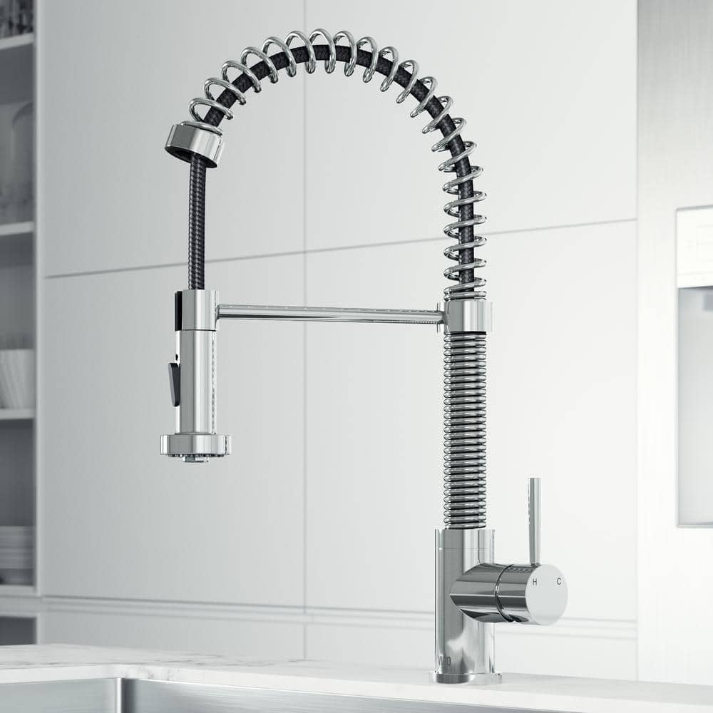 VIGO Edison Single Handle Pull-Down Sprayer Kitchen Faucet in Chrome ...