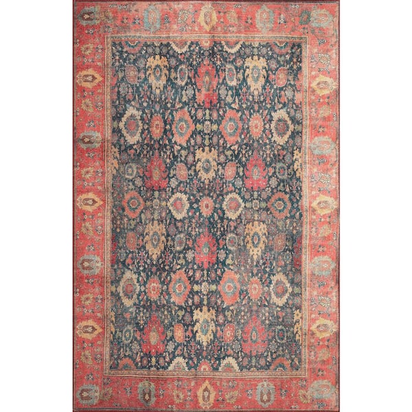 Cayetana Navy 4 ft. x 6 ft. Bohemian Medallion Machine Washable Area Rug