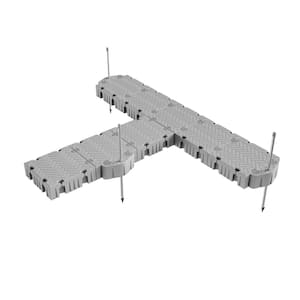 Flexx 16 ft. Extended T-Shaped Floating Dock Package with Pipe Guides
