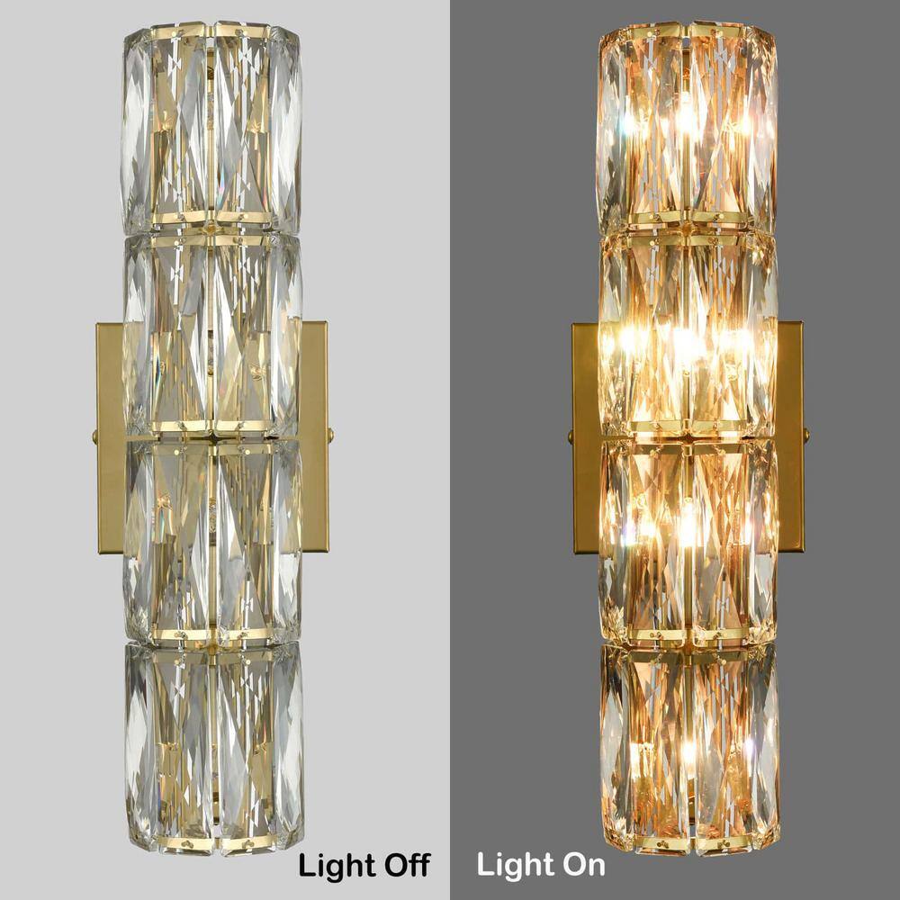 Modern Gold Crystal Glass Cylinder Wall Sconce