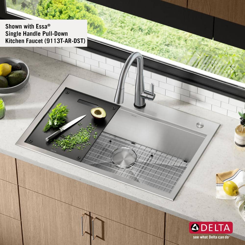 Delta 33-Inch Stainless Steel Single Bowl Workstation Kitchen Sink
