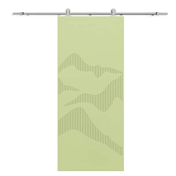 CALHOME 36 in. x 80 in. Sage Green Painted Composite MDF Paneled Interior Sliding Barn Door with Hardware Kit