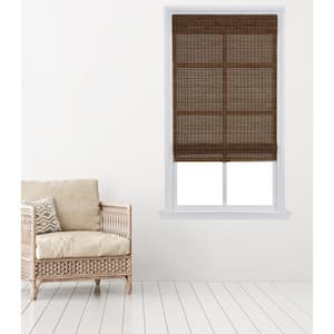 Pecan Cordless Carbonized Bamboo Roman Shade 34 in. W x 64 in. L