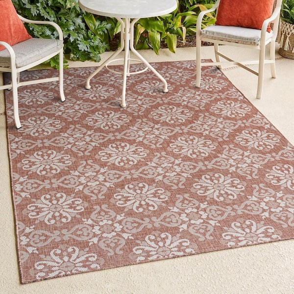 JONATHAN Y Amora Traditional Mediterranean Tile Design Salmon/Cream 8 ft. x 10 ft. Indoor/Outdoor Area Rug