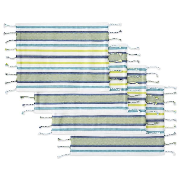 Fiesta Woven Tassel 13 in. W x 18 in. L Blue/Yellow Cotton (Set of 4)