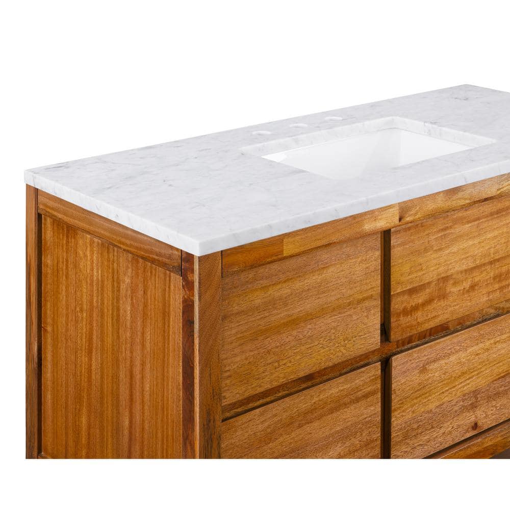 Oakman 48" Mango Wood Single Sink Vanity with Carrara Marble Top