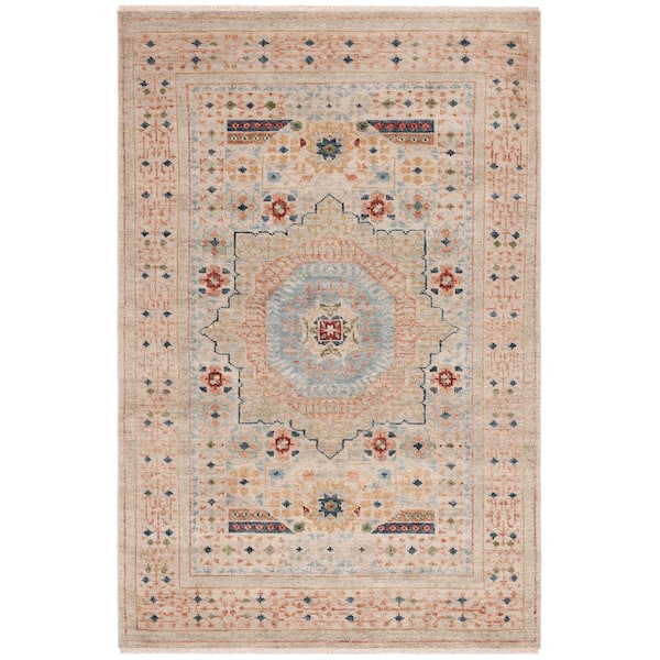 Samarkand 6 ft. x 9 ft. Ivory/Rust Ornate Sunburst Area Rug