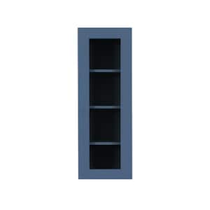 Lancaster Blue Plywood Shaker Stock Assembled Wall Glass-Door Kitchen Cabinet 12 in. W x 12 in. D x 42 in. H