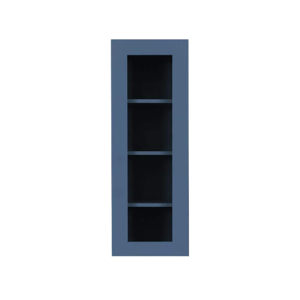 Lancaster Blue Plywood Shaker Stock Assembled Wall Glass-Door Kitchen Cabinet 15 in. W x 12 in. D x 42 in. H price history on PriceWatchPro