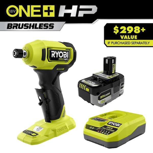 ONE+ HP 18V 6.0 Ah Lithium-Ion HIGH PERFORMANCE Battery and Charger Kit w/ ONE+ HP 18V Brushless Right Angle Die Grinder