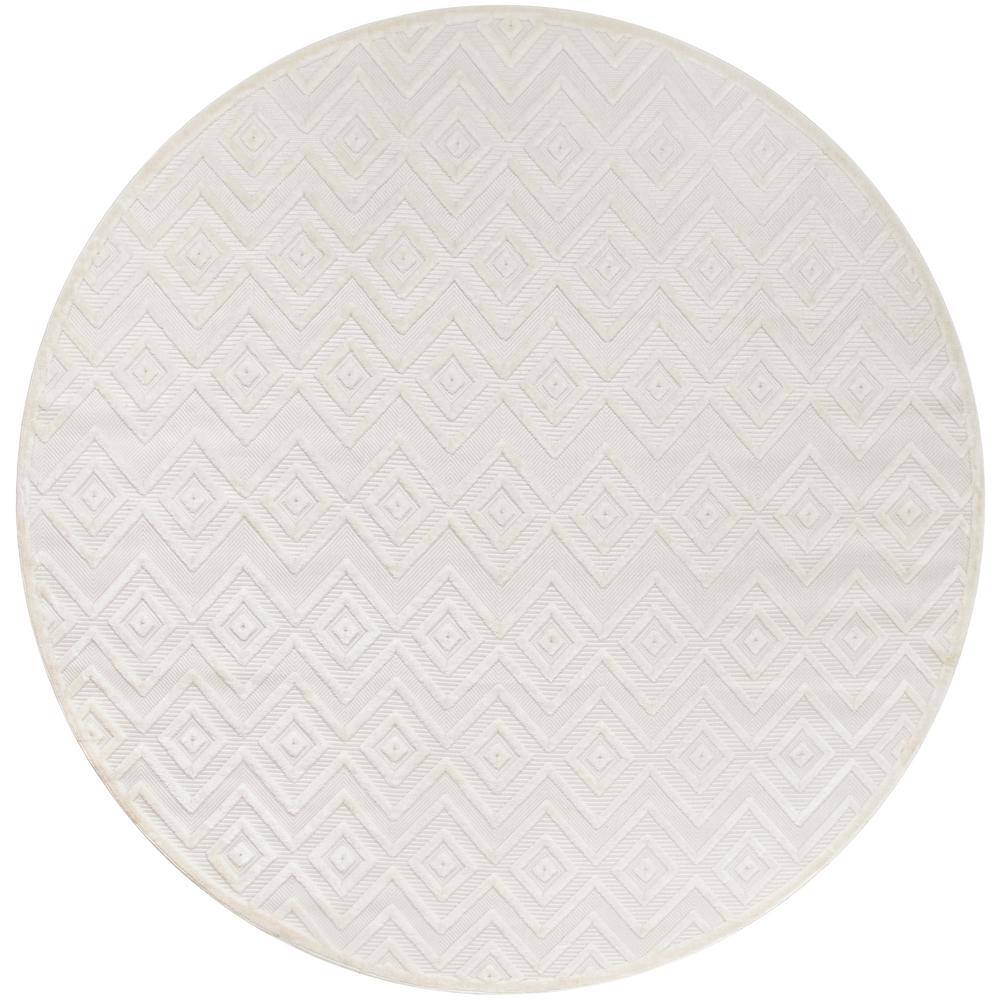 Versatile Ivory White 10 ft. x 10 ft. Diamond Contemporary Round Indoor Area Rug price history on PriceWatchPro