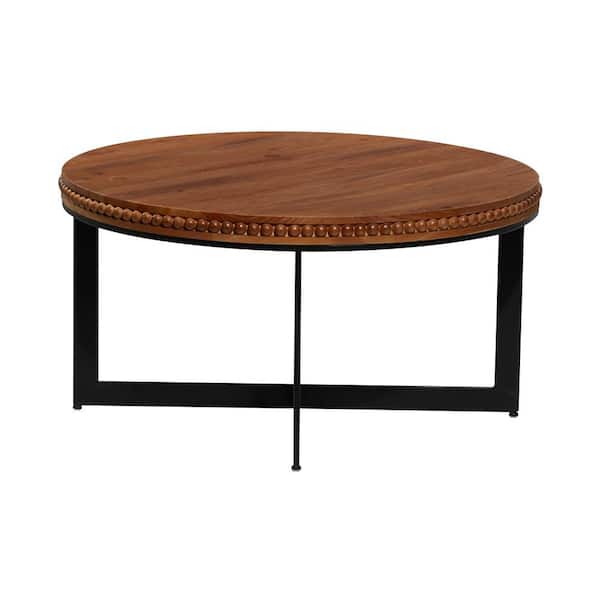 Litton Lane 30 In Brown Round Wood, 30 Round Wooden Coffee Table