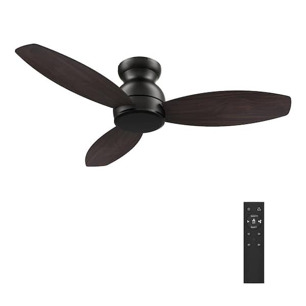 CARRO Osborn 48 in. Indoor Black 10-Speed DC Motor Flush Mount Ceiling Fan with Remote Control