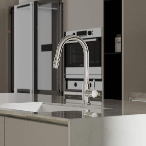 Single-Handle Pull-Down Sprayer Kitchen Faucet with Dual Function in Chrome