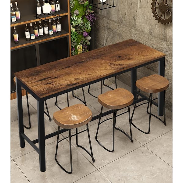QQXX Industrial Bar Height Table,Solid Wood Bar Top Table Narrow Bar  Table,Rectangular Pub Tables Tall Counter Height Table,Live Edge Dining  Table