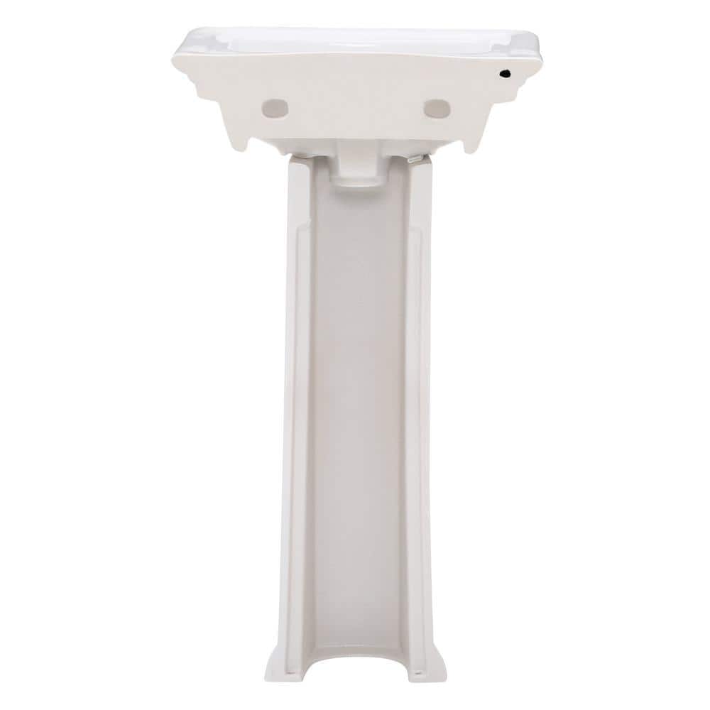 White Vitreous China Rectangular Pedestal Sink with Overflow