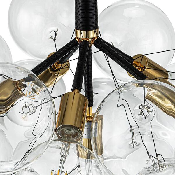 Y'INSP 24.8 in. 6-Light Black Modern Semi-Flush Mount With Clear