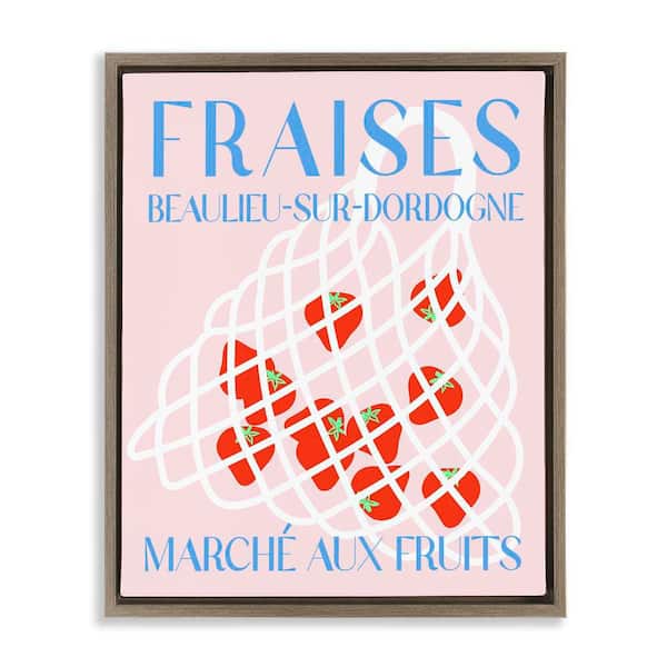 Stupell Industries Modern Strawberry Fruit Market by Daphne Polselli Brown Floater Frame Food Graphic Art Print 31 in. x 25 in.