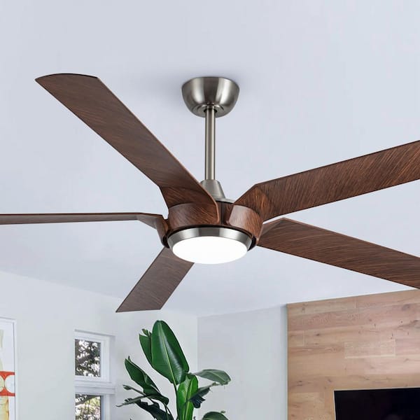 65 in. Indoor Satin Nickel DC Motor Dimmable Ceiling Fan with Light and Remote