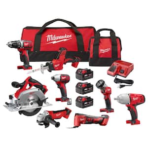 M18 18V Lithium-Ion Cordless Combo Kit (8-Tool) with Three 4.0 Ah Batteries, 1 Charger, 2 Tool Bag