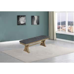 Jess Gray 60" Counter Height Dining Bench No Back 48" Linen Fabric Solid Wood 17