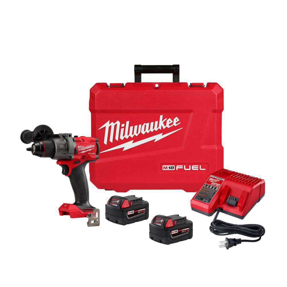 Milwaukee M18 FUEL 18V Lithium-Ion Brushless Cordless 1/2 in. Hammer Drill  Driver Kit with Two 5.0 Ah Batteries and Hard Case 2904-22 The Home Depot