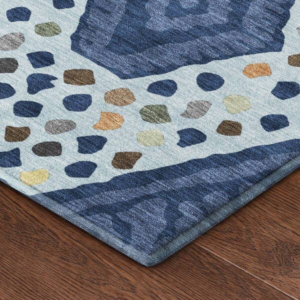 Mayfield Premium Machine Washable Abstract AMF2457 Navy 9 ft. x 12 ft. Area Rug