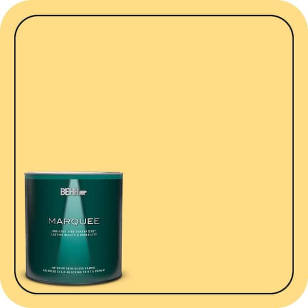BEHR MARQUEE 1 qt. #340B-5 Yellow Brick Road Semi-Gloss Enamel Interior Paint & Primer