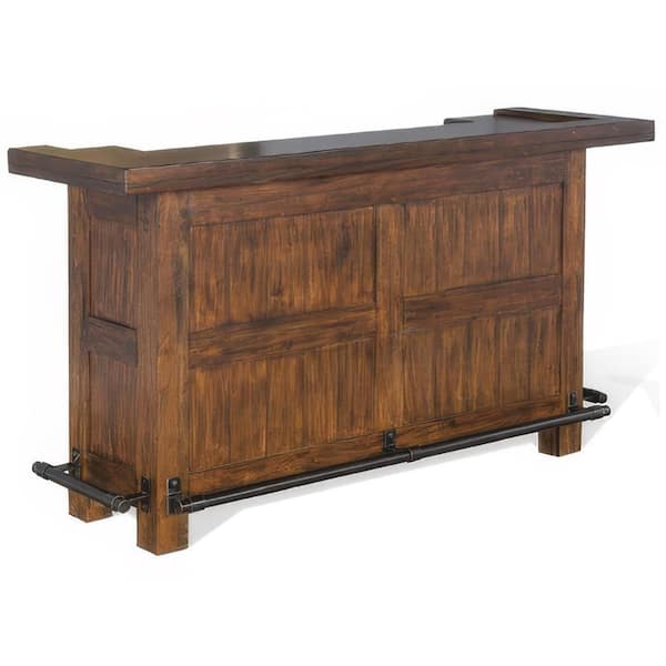 Reggie 78 Inch Cherry Brown Wood Freestanding Home Bar Counter Table