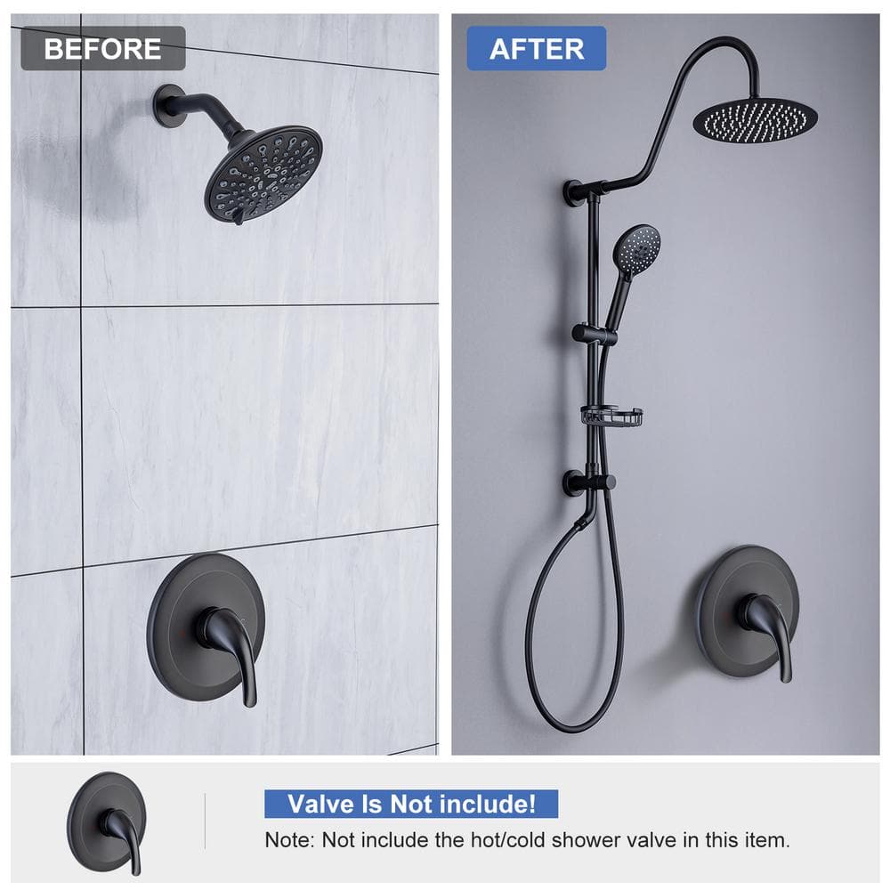 Matte Black Adjustable Height Rain Shower System with Handheld