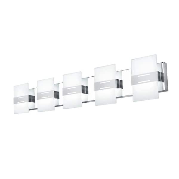 Unbranded 5-Light Bathroom Light Fixture Modern Vanity Lighting for Bathroom Over Mirror Silver Indoor Wall Sconce With LED