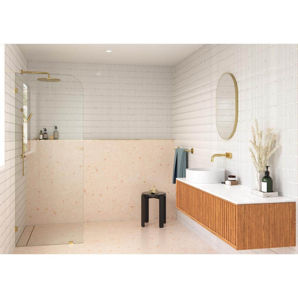 Solaris 40" x 78" Frameless Glass Shower Panel with Brass Hardware