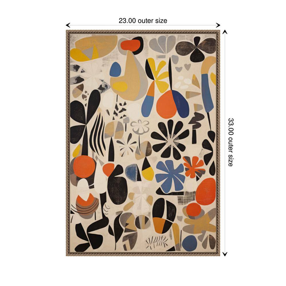 Botanical Selection Abstract Canvas Wall Art with Bronze Frame