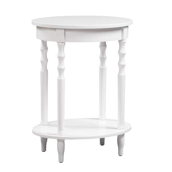 Convenience Concepts Classic Accents Brandi 19.75 in. White Standard Oval Wood End Table with Shelf