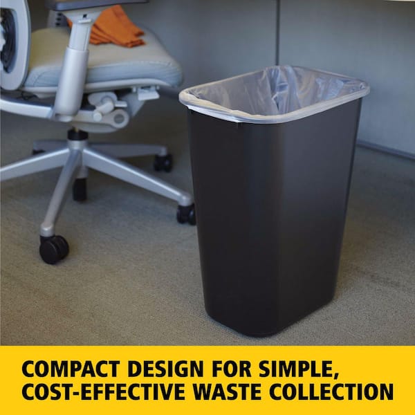 10.38 Gal. Rectangular Indoor Trash Can, Durable Leak-Resistant Design, Space-Saving Bin for Office and Kitchen