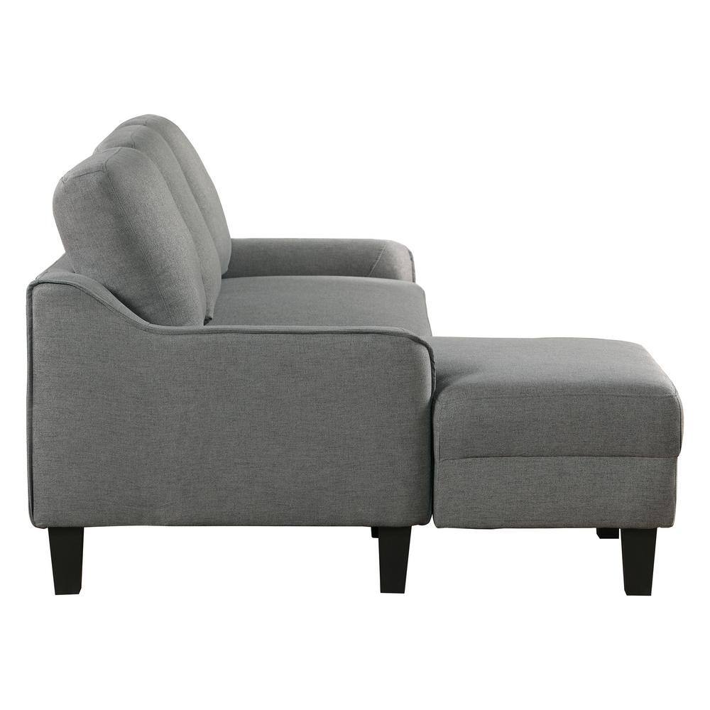 Twin Gray Fabric Sleeper Sectional with Metal Legs & Pillow-top Arm