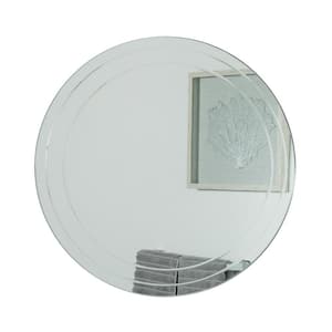 30 in. W x 30 in. H Frameless Round Bathroom Vanity Mirror in Silver