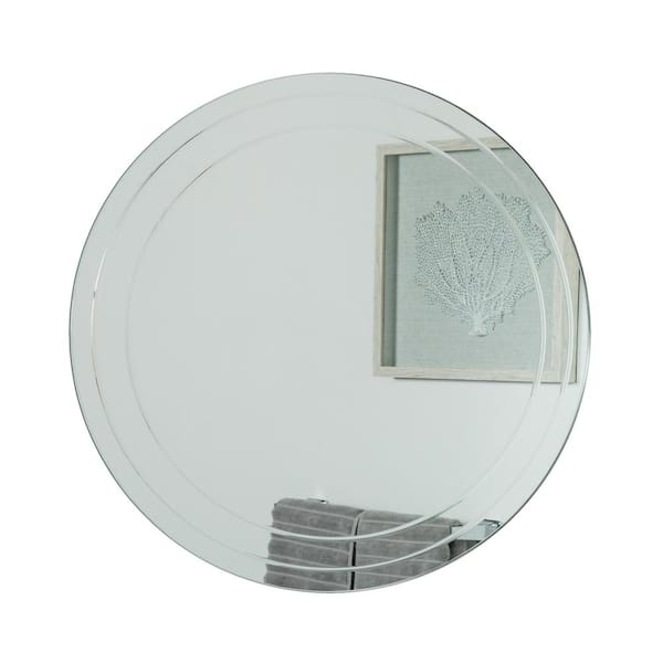 Decor Wonderland 30 in. W x 30 in. H Frameless Round Bathroom Vanity Mirror in Silver