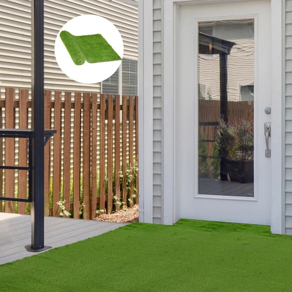 3 ft. x 10 ft. Green Thick Realistic Artificial Grass Rug with Simulated Look and Feel UV Protection 1.25" Pile Height