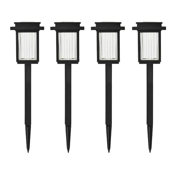 Hampton Bay Sunrise Park Black Solar LED Weather Resistant Path Light ...