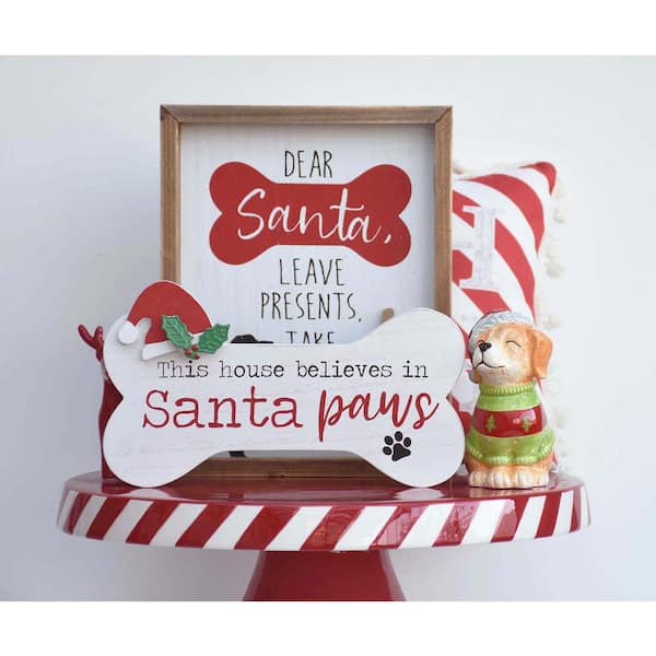 Santa Paws Bathroom Rug, Christmas Bath Mats, Dog Bathroom Rug