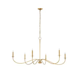 Arrington 6-Light Rubbed Brass Chandelier with No Shade