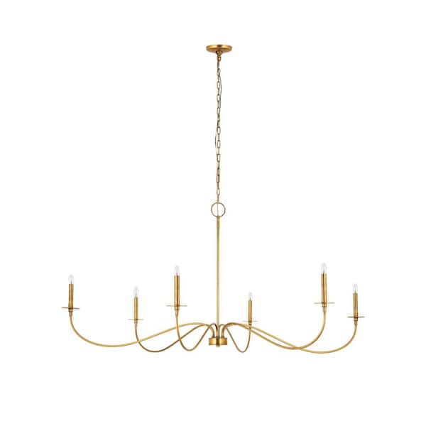Unbranded Arrington 6-Light Rubbed Brass Chandelier with No Shade
