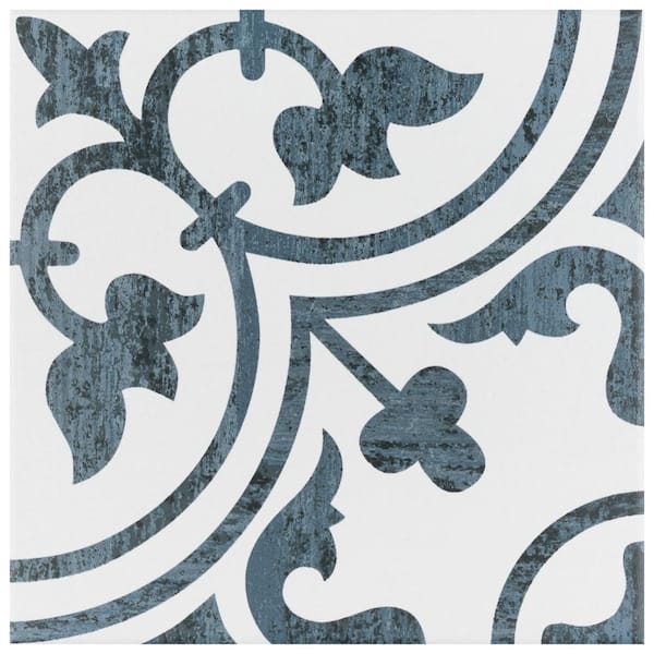 Merola Tile Cassis Arte Black 9-3/4 in. x 9-3/4 in. Porcelain Floor and Wall Tile (10.88 sq. ft./Case)