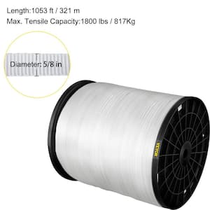 1800 lbs. Polyester Pull Tape 1053 ft. x 5/8 in. Flat Rope for Wire and Cable Conduit Work Variable Functions, White