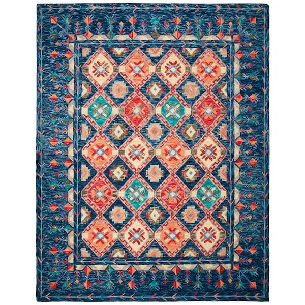 SAFAVIEH Aspen Navy/Orange 10 ft. x 14 ft. Geometric Area Rug