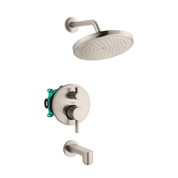 deksel dood gaan Wafel Hansgrohe Croma Pressure Balance Tub/Shower Set with Rough, 2.0 GPM in  Brushed Nickel-04908820 - The Home Depot
