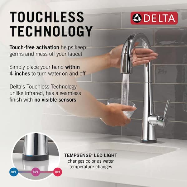 Monrovia Touch2O with Touchless Technology Single Handle Bar Faucet in Lumicoat Chrome