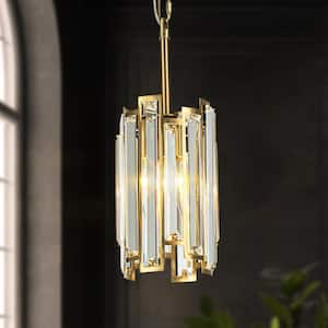 Charlene 1-Light Brushed Gold Modern Mini Pendant Light with Crystal Shade